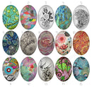 Handmade oval Photo Glass Cabochons flower 740