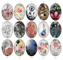 Handmade oval Photo Glass Cabochons flower 744