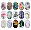 Handmade oval Photo Glass Cabochons flower 746