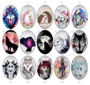 Handmade oval Photo Glass Cabochons Wolf 747