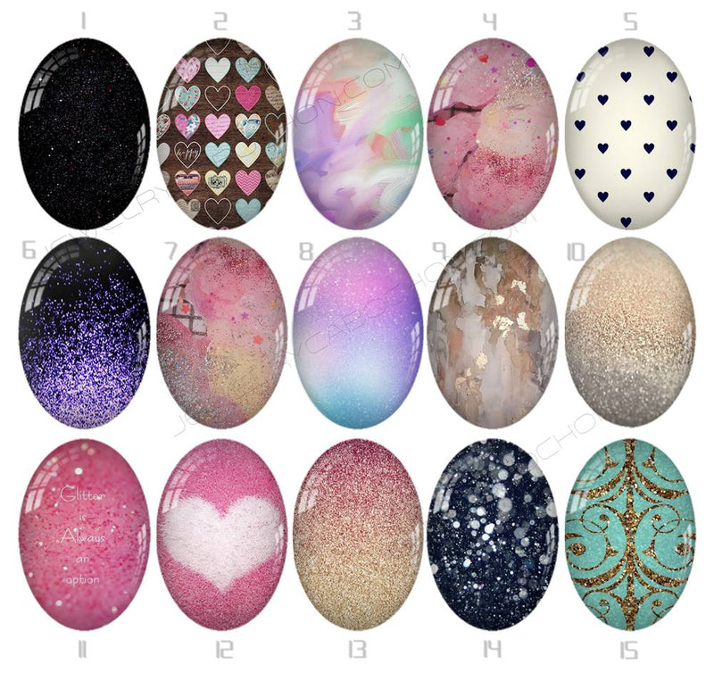 Handmade oval Photo Glass Cabochons geometric 751