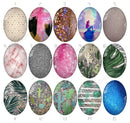 Handmade oval Photo Glass Cabochons geometric 752