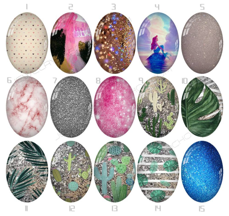 Handmade oval Photo Glass Cabochons geometric 752
