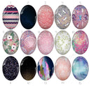 Handmade oval Photo Glass Cabochons geometric 753