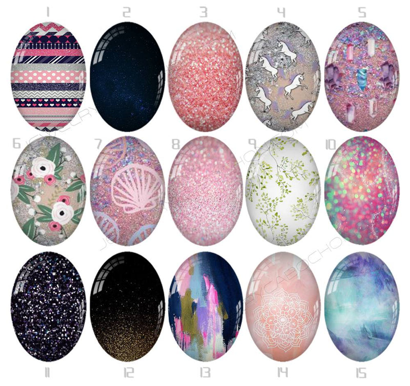 Handmade oval Photo Glass Cabochons geometric 753