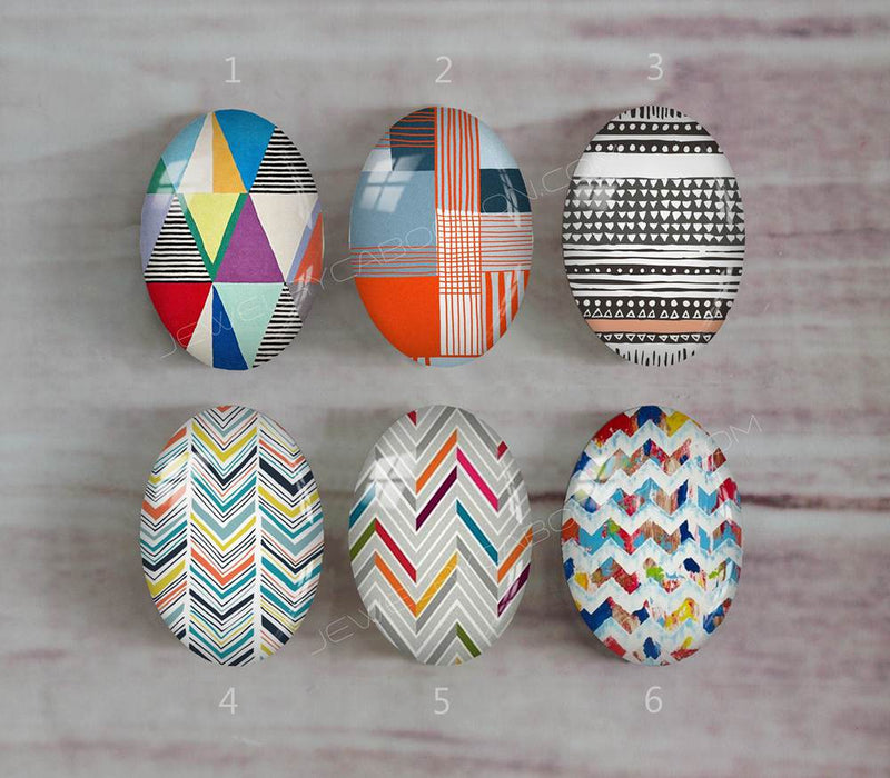 Handmade oval Photo Glass Cabochons geometric A313