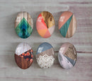Handmade oval Photo Glass Cabochons geometric A325