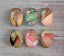 Handmade oval Photo Glass Cabochons geometric A326