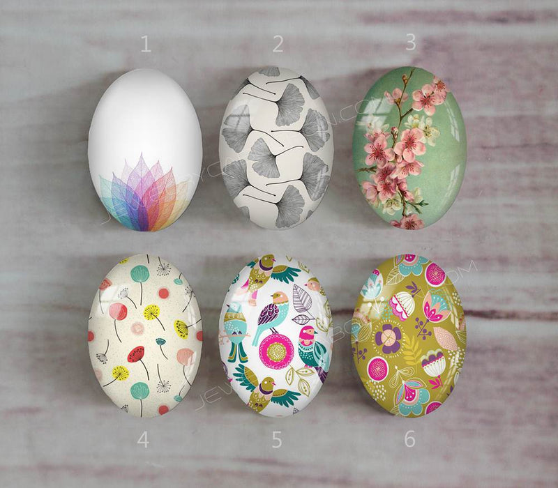Handmade oval Photo Glass Cabochons plant flower A333