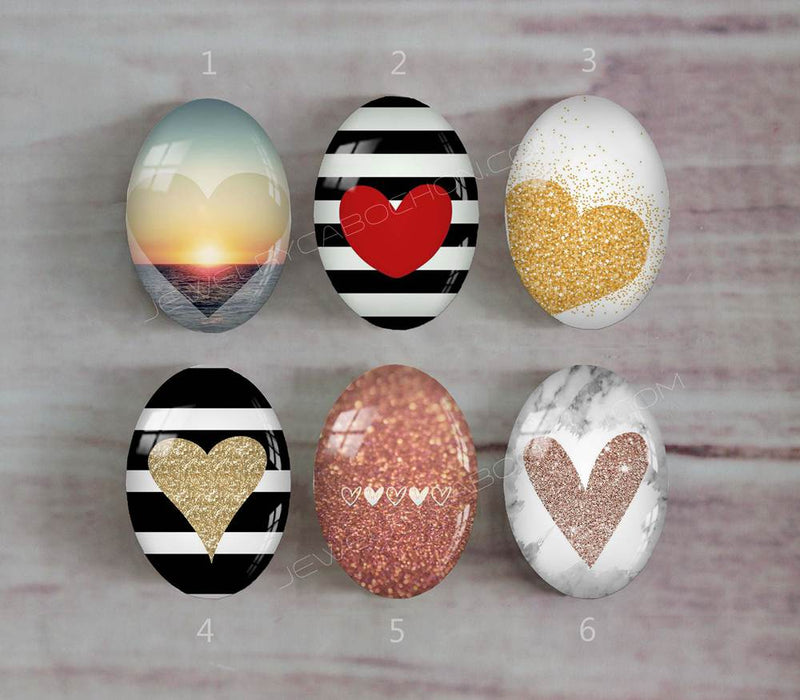Handmade oval Photo Glass Cabochons geometric A343