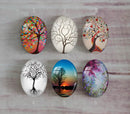 Handmade oval Photo Glass Cabochons tree A345
