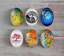 Handmade oval Photo Glass Cabochons tree A351