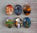 Handmade oval Photo Glass Cabochons tree A367