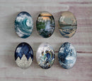 Handmade oval Photo Glass Cabochons spray A372
