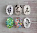 Handmade oval Photo Glass Cabochons plant flower A388