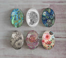 Handmade oval Photo Glass Cabochons plant flower A389
