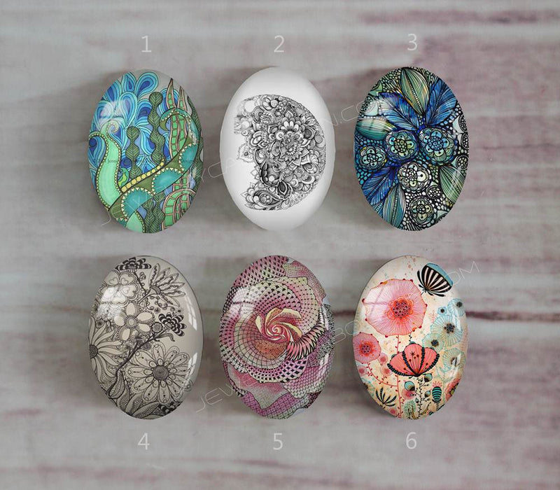 Handmade oval Photo Glass Cabochons plant flower A389