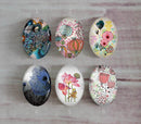 Handmade oval Photo Glass Cabochons plant flower A400