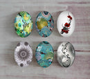 Handmade oval Photo Glass Cabochons plant flower A402