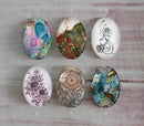 Handmade oval Photo Glass Cabochons plant flower A403