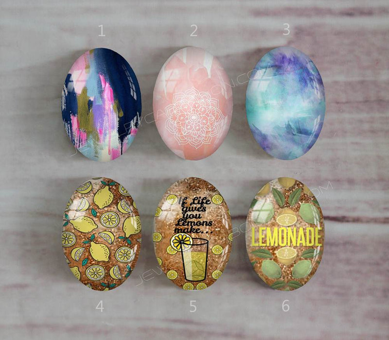 Handmade oval Photo Glass Cabochons A423