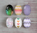 Handmade oval Photo Glass Cabochons Glitter A432