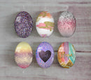 Handmade oval Photo Glass Cabochons Glitter A433