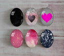 Handmade oval Photo Glass Cabochons Glitter A434