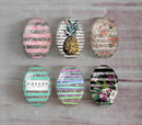 Handmade oval Photo Glass Cabochons Glitter A437