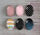 Handmade oval Photo Glass Cabochons Glitter A444