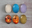 Handmade oval Photo Glass Cabochons Glitter A446