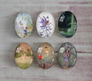 Handmade oval Photo Glass Cabochons Flower elf A454