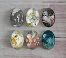 Handmade oval Photo Glass Cabochons Flower elf A460