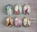 Handmade oval Photo Glass Cabochons Iron tower A466