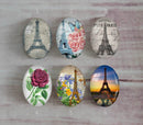 Handmade oval Photo Glass Cabochons Iron tower A469