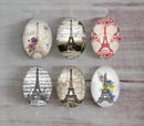 Handmade oval Photo Glass Cabochons Iron tower A471