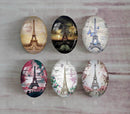 Handmade oval Photo Glass Cabochons Iron tower A474