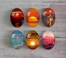 Handmade oval Photo Glass Cabochons Sunset A485
