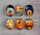 Handmade oval Photo Glass Cabochons Sunset A486