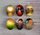 Handmade oval Photo Glass Cabochons Sunset A487