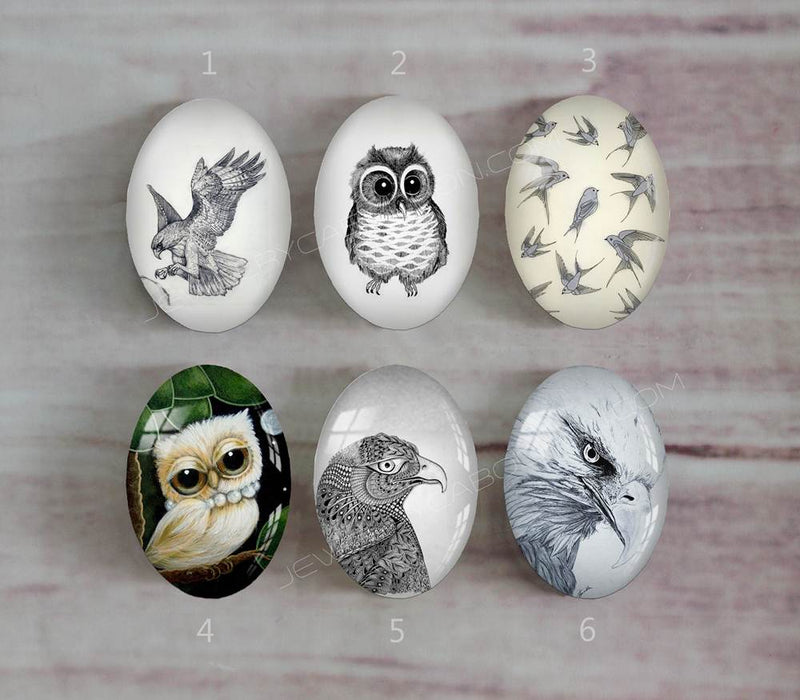 Handmade oval Photo Glass Cabochons animal eagle A490