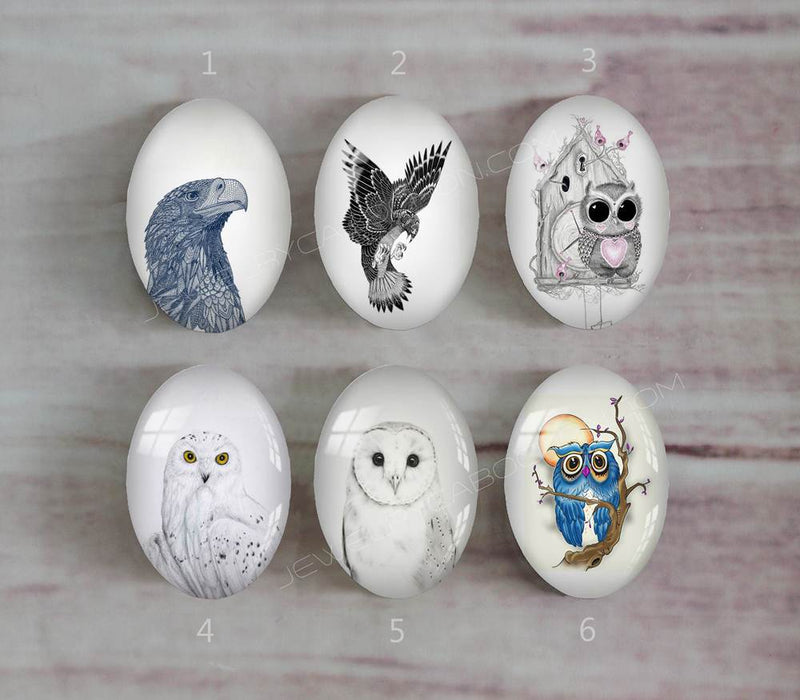 Handmade oval Photo Glass Cabochons animal eagle A494