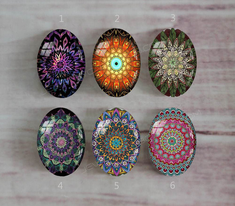 Handmade oval Photo Glass Cabochons Pattern A509
