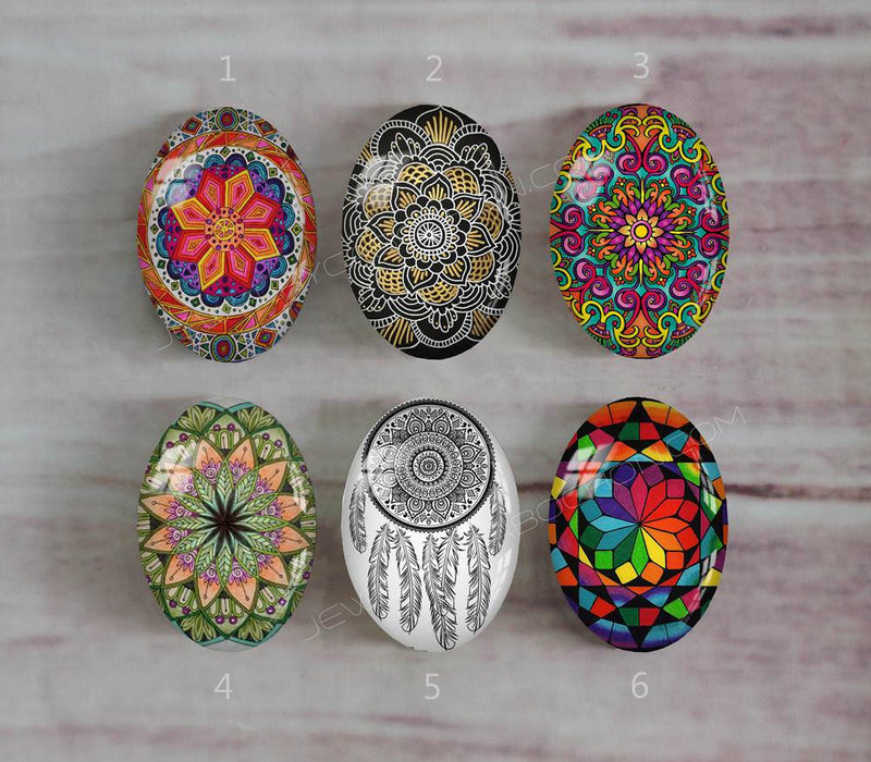 Handmade oval Photo Glass Cabochons Pattern A510