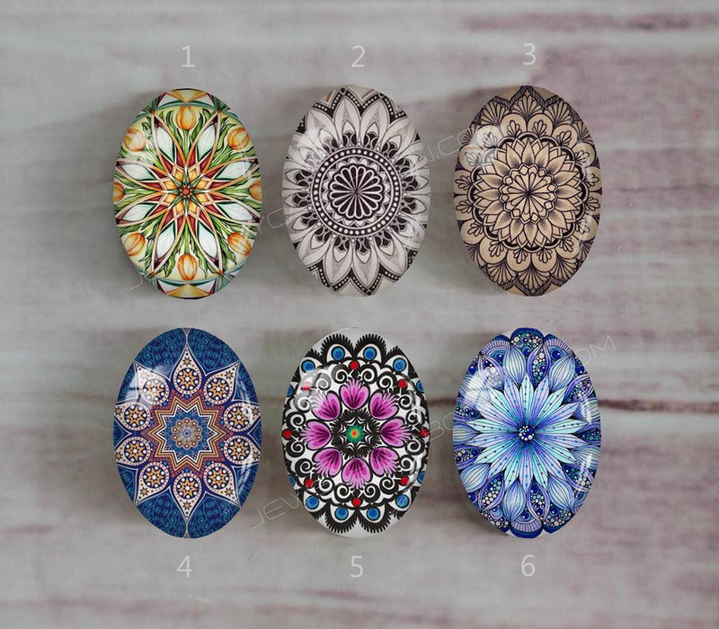 Handmade oval Photo Glass Cabochons Pattern A515