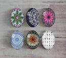 Handmade oval Photo Glass Cabochons Pattern A522