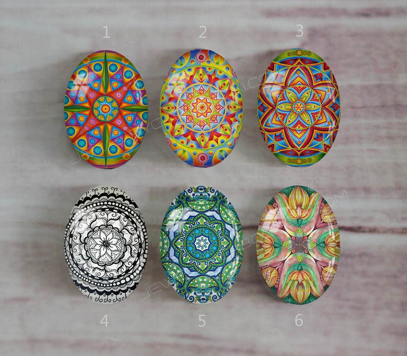 Handmade oval Photo Glass Cabochons Pattern A524