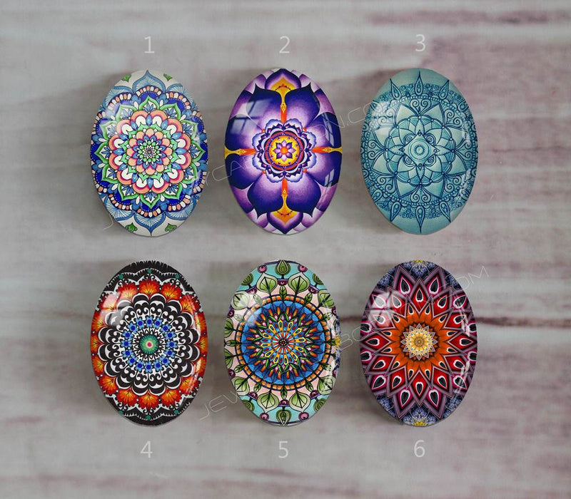 Handmade oval Photo Glass Cabochons Pattern A526