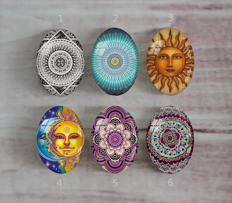 Handmade oval Photo Glass Cabochons Pattern A534