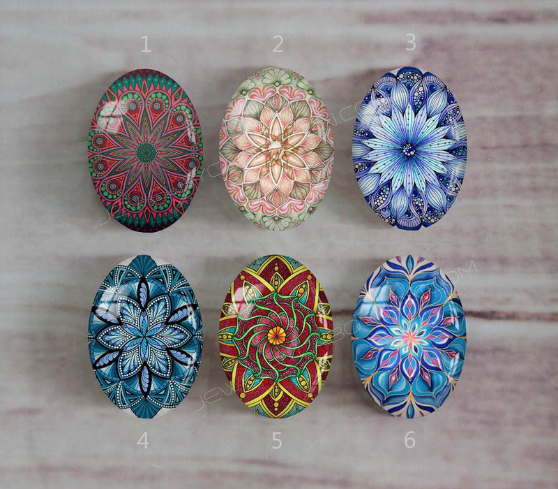Handmade oval Photo Glass Cabochons Pattern A535